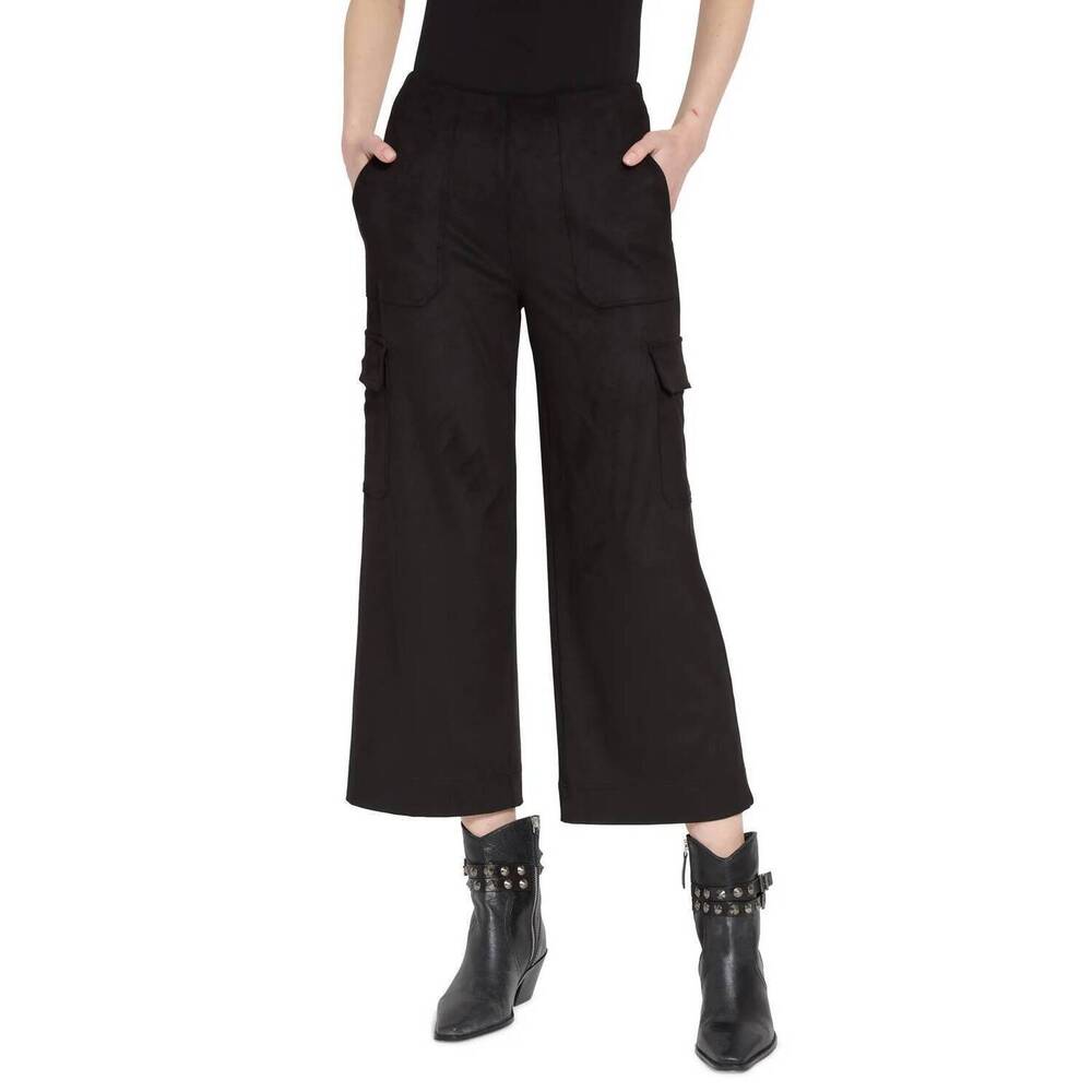 NEW LYSSE anita vegan suede crop cargo pant in black